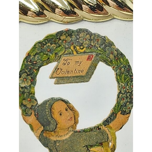 Vintage Gold-Plated Frame With German Valentines‎ Day Illustration - Picture 3 of 6